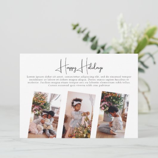 Maak je eigen fotocollage gepersonaliseerde kerst feestdagenkaart (Staand voorkant)