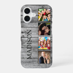 Maak je eigen fotocollage in rustieke boerderijsti iPhone 16 hoesje