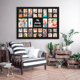 Maak je eigen fotocollage met 32 foto's van gezins canvas afdruk