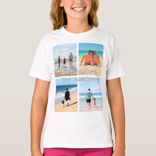 Maak je eigen fotocollage T-shirt met aangepaste t (Voorkant)