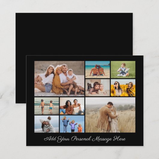 Maak je eigen fotocollage van 10 foto's feestdagenkaart (Voorkant / Achterkant)