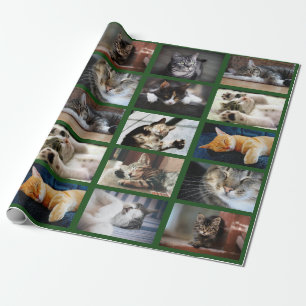 Maak je eigen fotocollage van 10 foto's op groen cadeaupapier