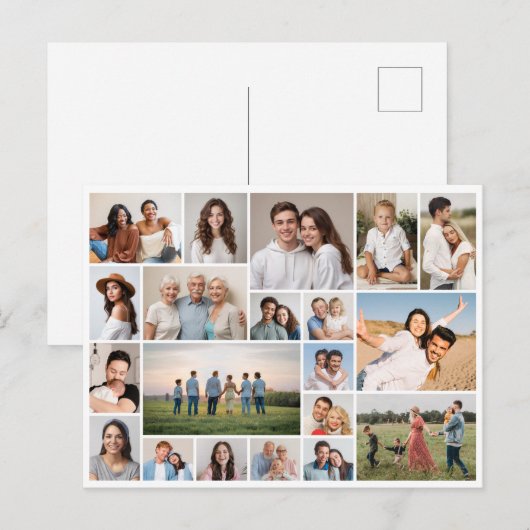 Maak je eigen fotocollage van 20 foto's briefkaart (Voorkant / Achterkant)