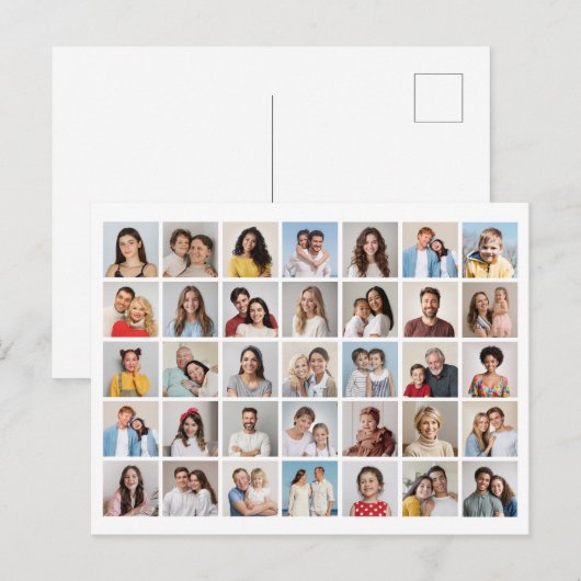 Maak je eigen fotocollage van 35 foto's briefkaart (Voorkant / Achterkant)