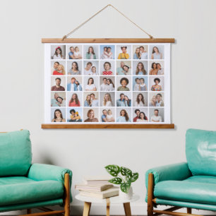 Maak je eigen fotocollage van 35 foto's hangend wandkleed