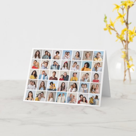 Maak je eigen fotocollage van 35 foto's kaart (Gele Bloem)