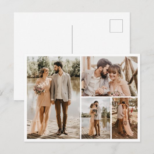 Maak je eigen fotocollage van 4 foto's briefkaart (Voorkant / Achterkant)