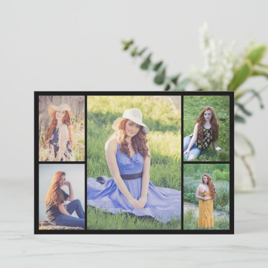 Maak je eigen fotocollage van 5 foto's kaart (Staand voorkant)