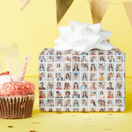 Maak je eigen fotocollage van 64 foto's cadeaupapier (Verjaardagsfeest)