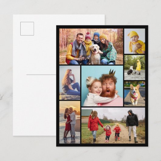Maak je eigen fotocollage van 8 foto's briefkaart (Voorkant / Achterkant)