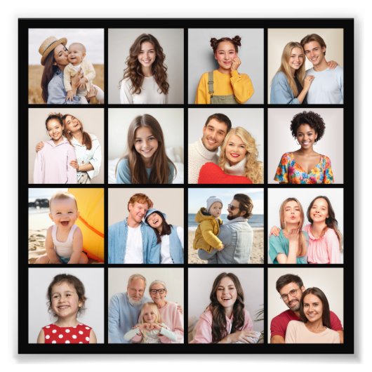 Maak Je Eigen Fotovergroting met 16 Foto's Collage Foto Afdruk (Voorkant)