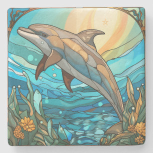Maak Je Eigen Gebrandschilderde Springende Dolfijn Stenen Onderzetter