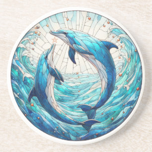 Maak Je Eigen Gebrandschilderde Stralende Dolfijne Zandsteen Onderzetter