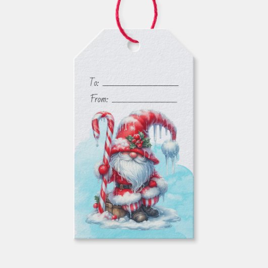 Maak Je Eigen Gelukkige Candy Cane Kabouter Kerstm Cadeaulabel (Voorkant)