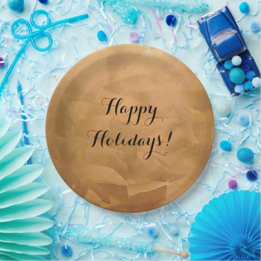 Maak je eigen gelukkige feestdagen koper metaalgla papieren bordje (Feest)