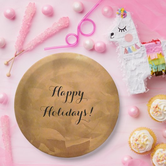 Maak je eigen gelukkige feestdagen koper metaalgla papieren bordje (Feest)