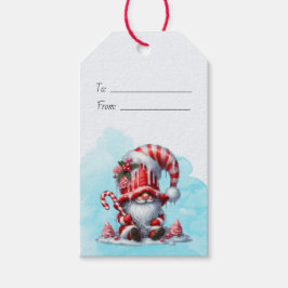 Maak je eigen gelukkige pepermunt Kerstgnome Cadeaulabel
