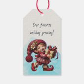 Maak Je Eigen Gelukkige Vintage Kerstkabouter Cadeaulabel (Achterkant)