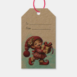 Maak Je Eigen Gelukkige Vintage Kerstkabouter Cadeaulabel