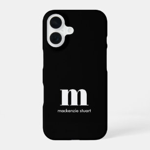 Maak Je Eigen Gemerkte Moderne Beginletters Zwart iPhone 16 Hoesje