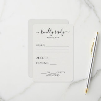 Maak Je Eigen Gepersonaliseerde Eenvoudige Minimaa RSVP Kaartje
