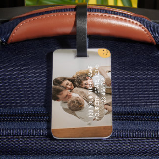 Maak Je Eigen Gepersonaliseerde Familie Foto Bagag Bagagelabel