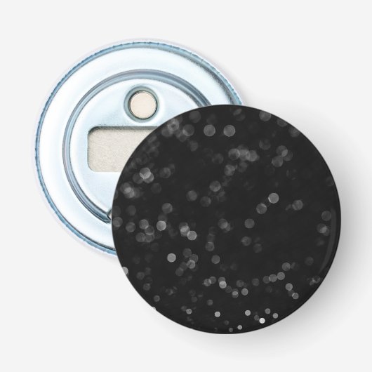 Maak Je Eigen Gepersonaliseerde Grijze Bokeh Button Flesopener (Voorkant)