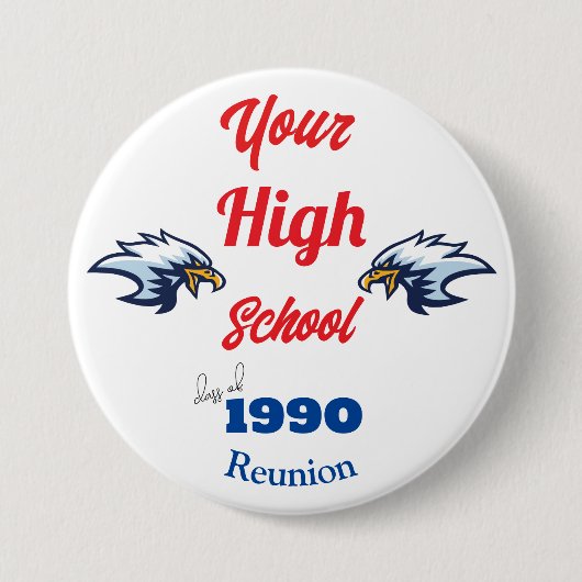 Maak je eigen gepersonaliseerde klasreünie badge ronde button 7,6 cm (Voorkant)