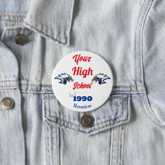 Maak je eigen gepersonaliseerde klasreünie badge ronde button 7,6 cm (In situ)