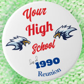 Maak je eigen gepersonaliseerde klasreünie badge ronde button 7,6 cm