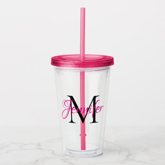 Maak Je Eigen Gepersonaliseerde Monogram Acryl Drinkbeker (Voorkant)
