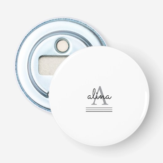 Maak Je Eigen Gepersonaliseerde Monogram Button Flesopener (Voorkant)