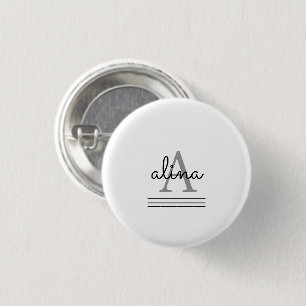 Maak Je Eigen Gepersonaliseerde Monogram Ronde Button 3,2 Cm
