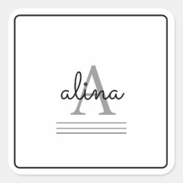 Maak Je Eigen Gepersonaliseerde Monogram Vierkante Sticker