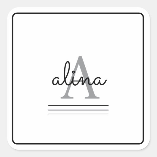 Maak Je Eigen Gepersonaliseerde Monogram Vierkante Sticker (Voorkant)