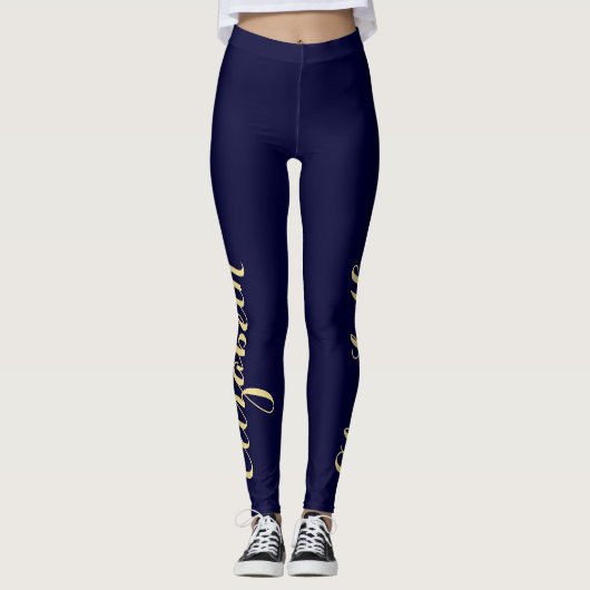 Maak je eigen gepersonaliseerde Navy Blue Chic sti Leggings (Voorkant)