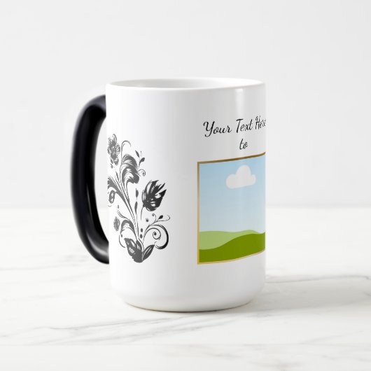 Maak je eigen gepersonaliseerde sjabloontekst magische mok (Voorkant links)