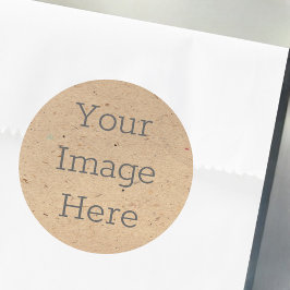 Maak Je Eigen Gerecycled Bruin Kraftpapier Print Ronde Sticker