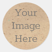 Maak Je Eigen Gerecycled Bruin Kraftpapier Print Ronde Sticker (Voorkant)