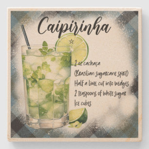 Maak je eigen geruite Caipirinha-cocktailrecept Stenen Onderzetter