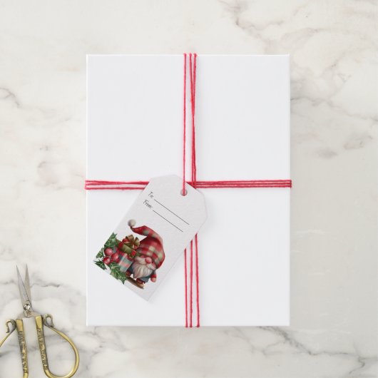 Maak je eigen geruite Kerstgnome Cadeaulabel (Met Touw)