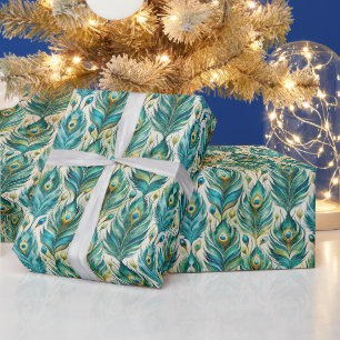 Maak Je Eigen Geschilderde Pauwveren Cadeaupapier
