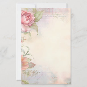 Maak Je Eigen Geschilderde Roze Roos Mystieke Bloe Briefpapier