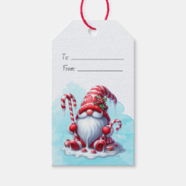Maak je eigen gestreepte pepermunt Kerstgnome Cadeaulabel