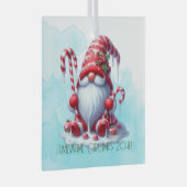 Maak je eigen gestreepte pepermunt Kerstgnome Glas Ornament (Voorkant Rechts)