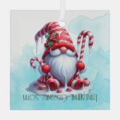 Maak je eigen gestreepte pepermunt Kerstgnome Glas Ornament (Achterkant)