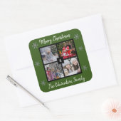 Maak je eigen gezinsfoto Prettig Kerstfeest Vierkante Sticker (Envelop)