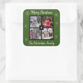 Maak je eigen gezinsfoto Prettig Kerstfeest Vierkante Sticker (Tas)