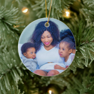 Maak je eigen gezinsfoto's met kinderen 2 foto's keramisch ornament