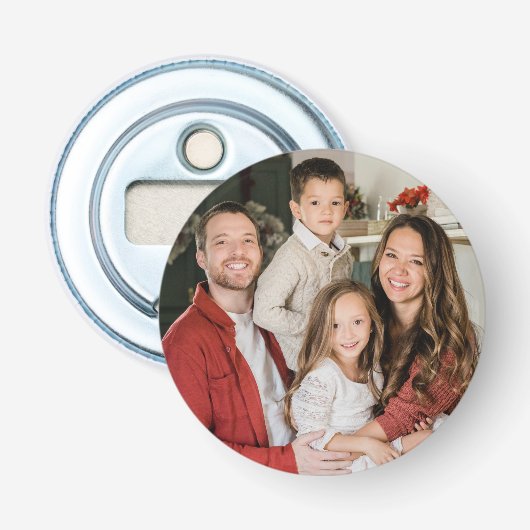 Maak Je Eigen Gezinsherinneringsfoto Button Flesopener (Voorkant)